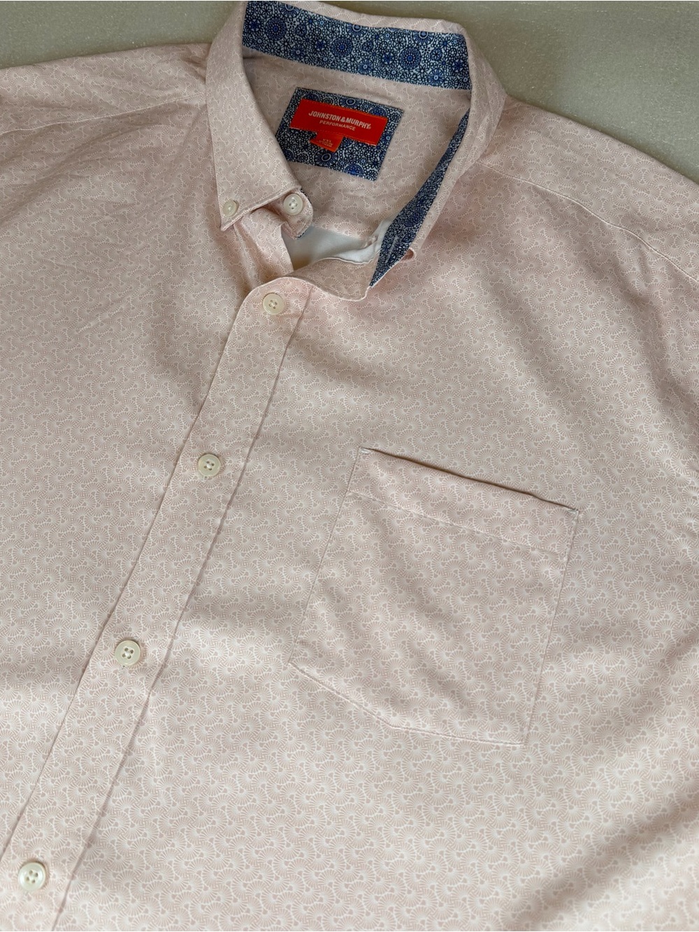 Johnston & Murphy Performance Shirt Mens 2XL Orange Short Sleeve Button Down